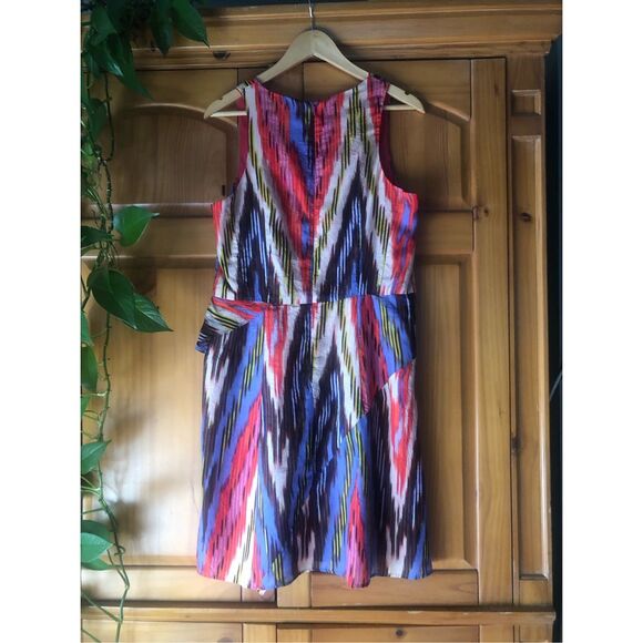 Nanette Lepore Go Getter Ruffled Ikat Silk Dress Size 12 - Picture 8 of 13